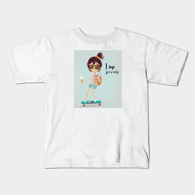 I love summer! Kids T-Shirt by EveFarb